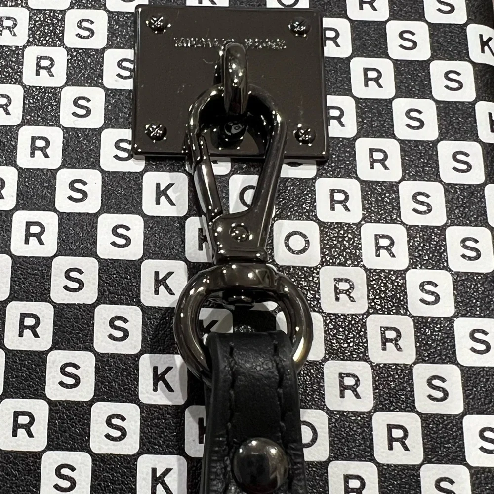 Checkerboard Logo Leather Wristlet Case For iPhone XR